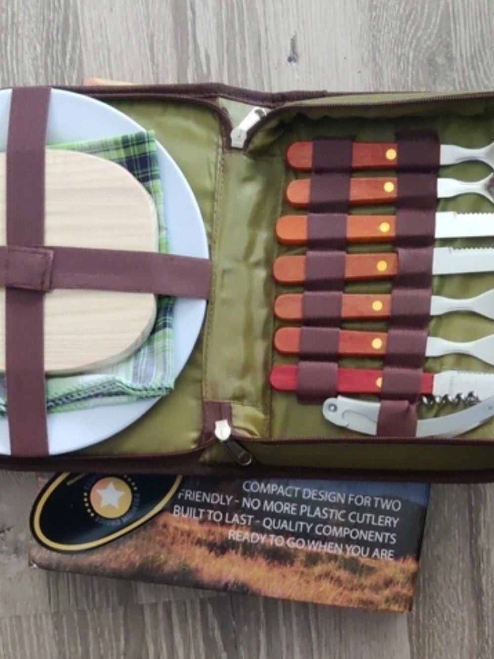 Bright Outdoors Picnic Wallet for Two, a compact, portable dining kit